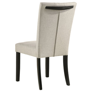 English Elm Modoc Beige Fabric Dining Chairs with Cross-hatch Back and Black Legs Set of 2 B062P447807