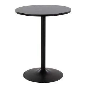 English Elm Mid-century Round Bistro Table Adjusts From Dining to Bar Height in Black Wood B202P223392