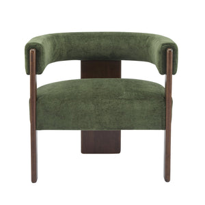 English Elm Christopher Knight Home® - Modern Velvet Upholstered Accent Arm chair with Barrel Back Design, Luxurious Velvet Comfort & Curved Legs Olive Green,Walnut 29.5 L x 25.5 W x 14.5 H N776P205886G