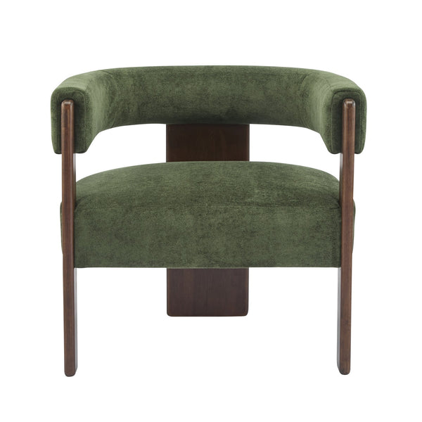 English Elm Christopher Knight Home® - Modern Velvet Upholstered Accent Arm chair with Barrel Back Design, Luxurious Velvet Comfort & Curved Legs Olive Green,Walnut 29.5 L x 25.5 W x 14.5 H N776P205886G