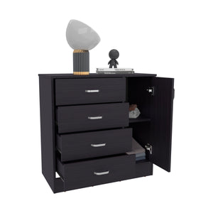 English Elm Katie Four Drawer One Door Dresser in Dark Kronos Wengue — Space-Saving Modern Organizer with Smooth-Glide Storage B070P337104