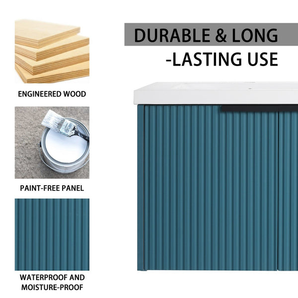 English Elm 48" Modern Wall-Mounted Bathroom Vanity With Resin Double Sink & Soft-Close Doors For Stylish Storage P1 W999S00351-GIGA