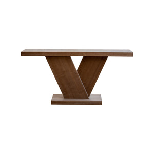 English Elm 66" Mid-century X-leg Console Oak Wash Veneer Entryway Sofa Table Geometric Base Walnut W1435P337637