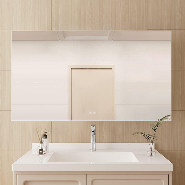 English Elm Vellum Frameless Led Backlit Vanity Mirror with Defogger for Spa Bath Spaces B2731P478343
