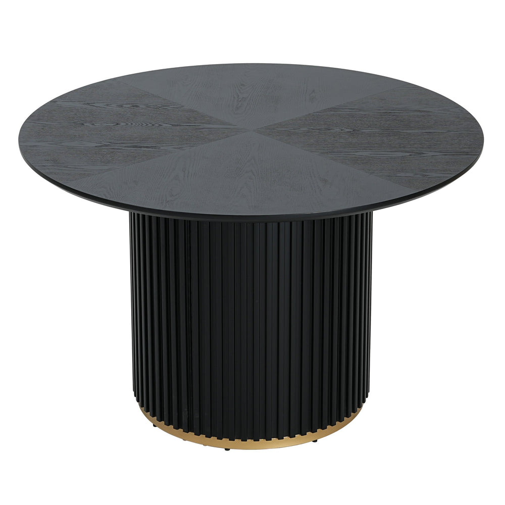 English Elm Christopher Knight Home® - 47.25" Round Pedestal Dining Table – Stylish Black Finish For Versatile Dining And Display Use N771P358147H_N771P358148H