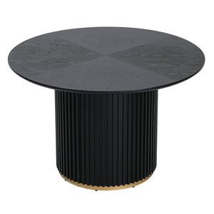 English Elm Christopher Knight Home® - 47.25" Round Pedestal Dining Table – Stylish Black Finish For Versatile Dining And Display Use N771P358147H_N771P358148H
