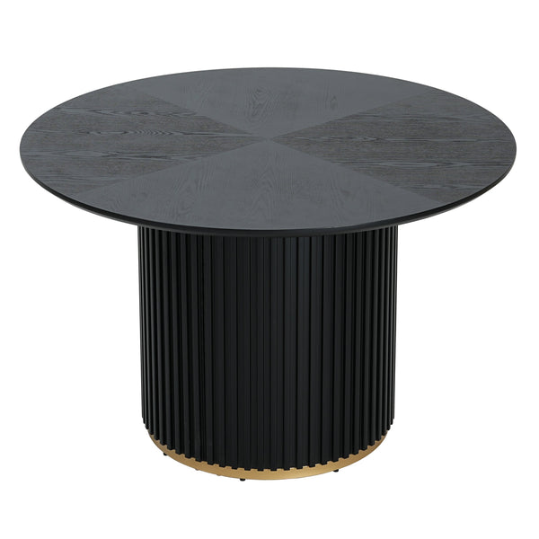 English Elm Christopher Knight Home® - 47.25" Round Pedestal Dining Table – Stylish Black Finish For Versatile Dining And Display Use N771P358147H_N771P358148H