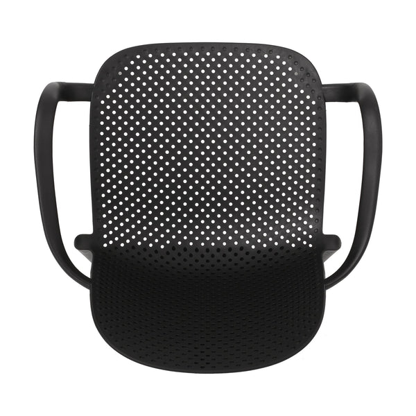 English Elm Christopher Knight Home® - GARDENIA Weather-Resistant Outdoor Dining Chair with Perforated Modern Design and Durable Polypropylene Frame Black 33.5 L x 23.5 W x 23.5 H 68521.00BLK