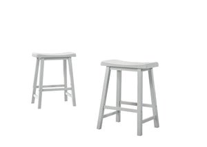 English Elm Set of 2 Alonzo Backless Counter Stools Solid Wood Frame Ergonomic Kitchen Seating B061P160683