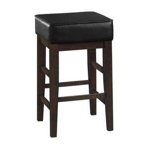 English Elm Transitional Counter Height Stool Set of 2 with Faux Leather Square Seat and Solid Wood Frame, 24-inch Black,Espresso 31.75 L x 17 W x 13 H B011P231742