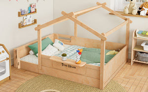 English Elm Twin Low Loft Bed Solid Pine Frame with Built-in Led Lighting and Storage Shelves Natural W1580P396333