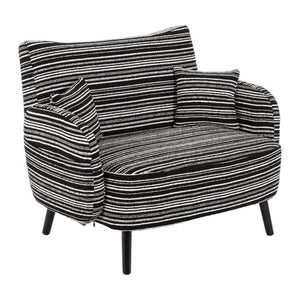 English Elm Modern tufted two-seater sofa with boucle upholstery, tapered legs, storage pockets, cozy compact design Black W395P376591
