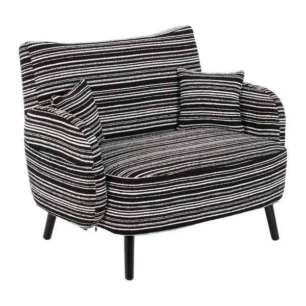 English Elm Modern tufted two-seater sofa with boucle upholstery, tapered legs, storage pockets, cozy compact design Black W395P376591