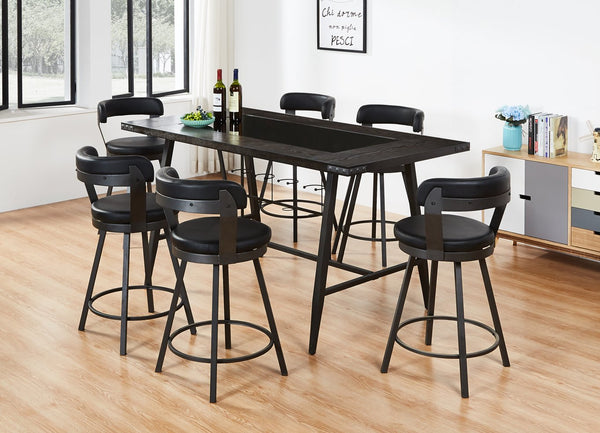 English Elm 2pc Pub Height Swivel Counter Stools with Padded Seats & Backs, 360° Rotation, 21"W x 37"H B011P405688