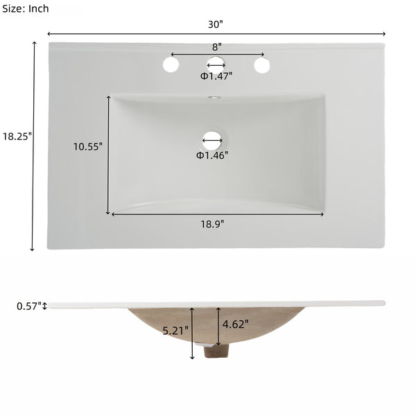 English Elm Christopher Knight Home® - 30" Modern Bathroom Vanity with Ceramic Sink, Tempered Blurred Glass Doors, Rubber Wood Frame Storage Matte Black N817P279904B