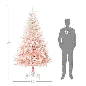 English Elm Homcom 7Ft Unlit Pink Spruce Christmas Tree With 1000 Tips For Custom Holiday Decor & Easy Setup W2225P229760