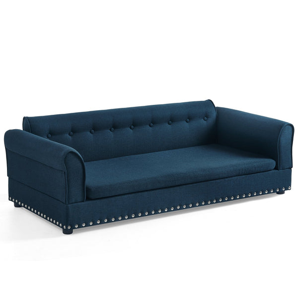 English Elm Oversized Linen Dog Sofa Bed with Full Backrest and Armrests for Large Breeds W487P430328