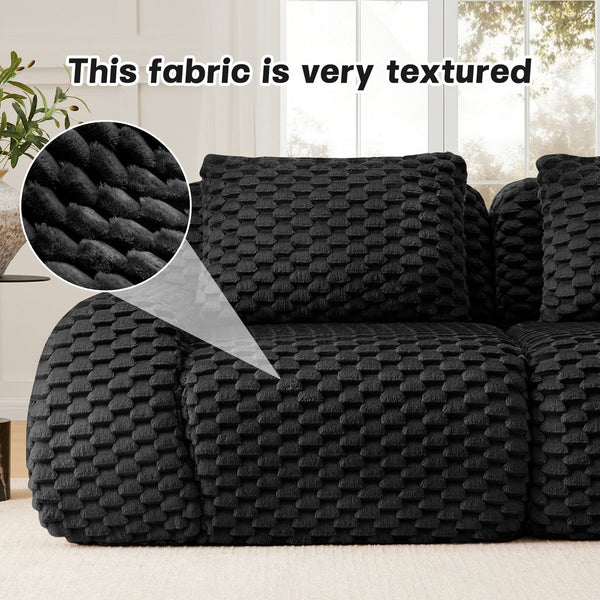 English Elm 114" Oversized U-shaped Sectional Sofa Flannelette Modular Living Room Couch with Ottoman W714S01534