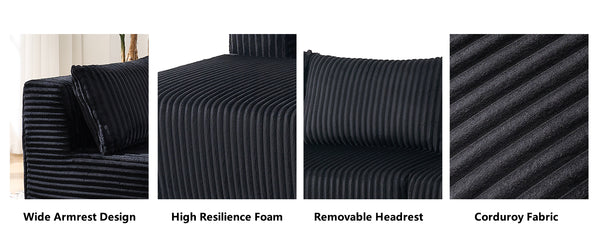 English Elm Modern Minimalist Modular Sectional Sofa – L-Shape Cloud Couch With Right-Facing Chaise For Comfort W2959S00010