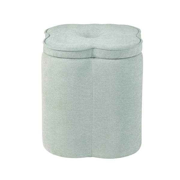 Crestview Collection Modern Seafoam Chenille Ottoman With Hidden Storage And Floral Design For Stylish Living Spaces Green Solid Wood Evfzr4341lblu