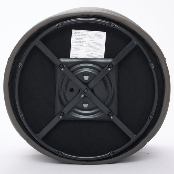 English Elm Gray Top-Grain Leather Swivel Accent Chair with 360° Smooth Spin, Riveted Mid-Century Lounge for Living Room/Office - Durable 150kg Capacity W570P386953