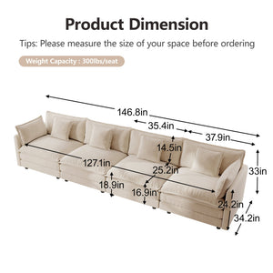 English Elm Free Modular Chenille Sectional Sofa with Deep Cushions for a Cozy Living Room W714S00905