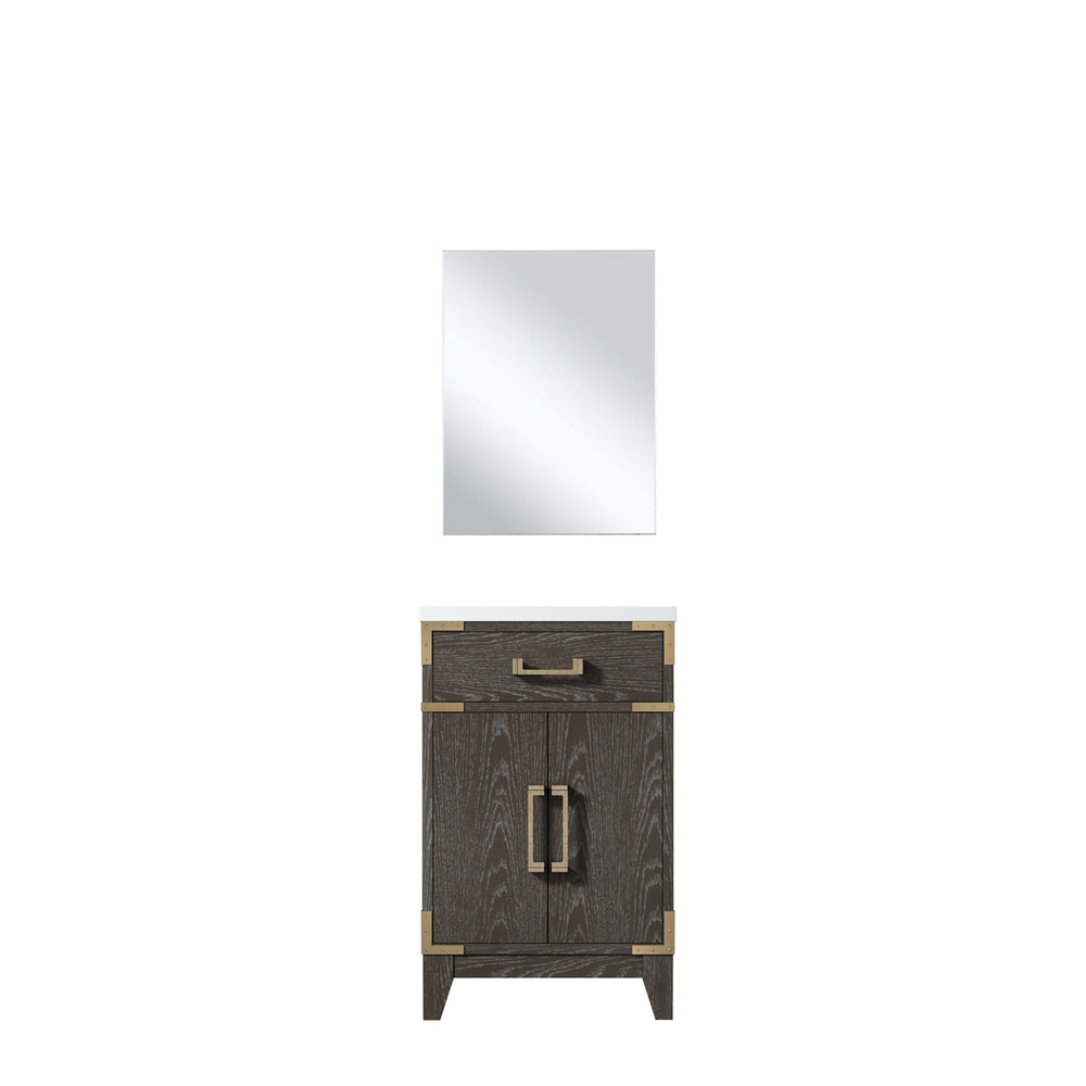 English Elm Brown Oak Single Bath Vanity With Acrylic Countertop & Mirror – Perfect For Compact Spaces! B2731S01449
