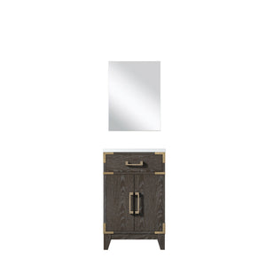English Elm Brown Oak Single Bath Vanity With Acrylic Countertop & Mirror – Perfect For Compact Spaces! B2731S01449