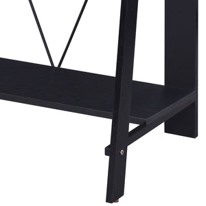 English Elm Nypho Ladder-Base Writing Desk in Black with 2 Drawers, USB & Power Port, Sturdy Metal Crossbar Finish B2726P243690
