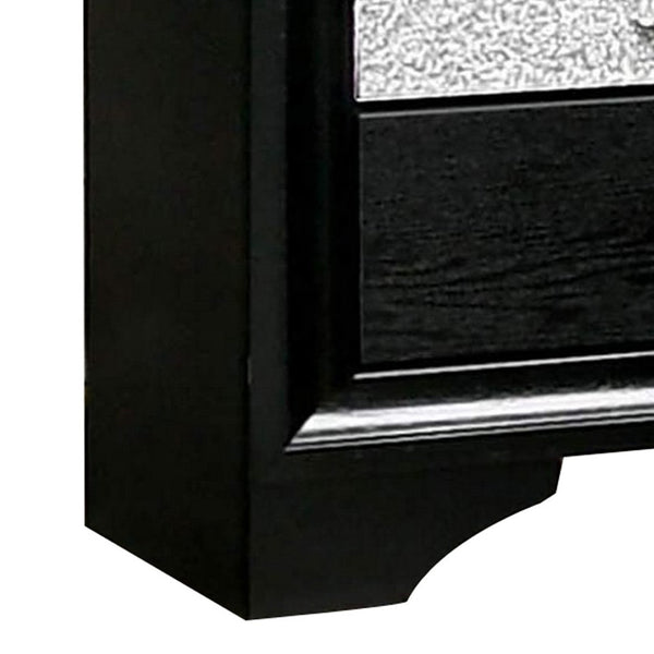 English Elm Nightstand Pearl White Lacquer with Textured Drawers and Clear Acrylic Legs Glam Bedroom B056P416809