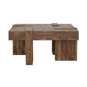 English Elm Kuboloa Sheesham Wooden Square Coffee Table with Geometric Grain Pattern, Sturdy Natural Finish (36") B062P328609