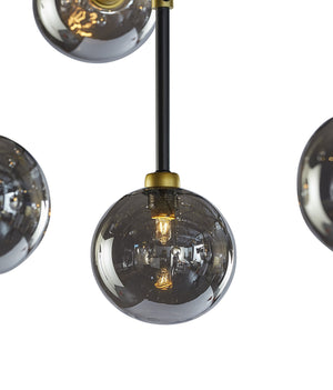 Sunpan Deimos Chandelier - Modern Ceiling Light with Smoke Grey Glass and Black Iron, Perfect for Any Space Large - 45W x 45D x 55H