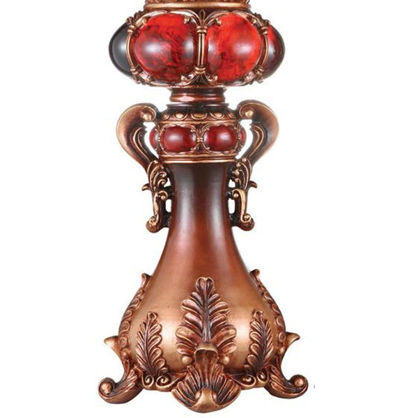 English Elm 16" Polyresin Candleholder Burgundy Marble Finish Ancient Motif Tabletop Accent Piece B072116534