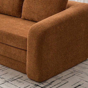 English Elm 71" Chenille Pull Out Sleeper Loveseat Convertible Floor Couch for Dorm or Guest Bedroom Orange W3118P388900
