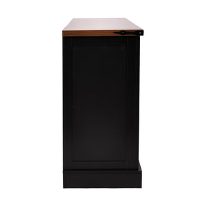 English Elm 63" Farmhouse Barn Door Storage Cabinet with Anti-Tip Safety, Quiet Drawers, Adjustable Shelf & Metal Handles Black W2917P319120