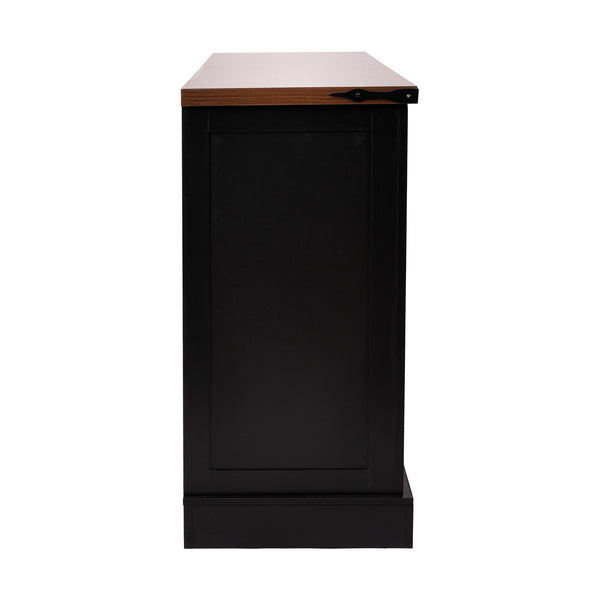 English Elm 63" Farmhouse Barn Door Storage Cabinet with Anti-Tip Safety, Quiet Drawers, Adjustable Shelf & Metal Handles Black W2917P319120