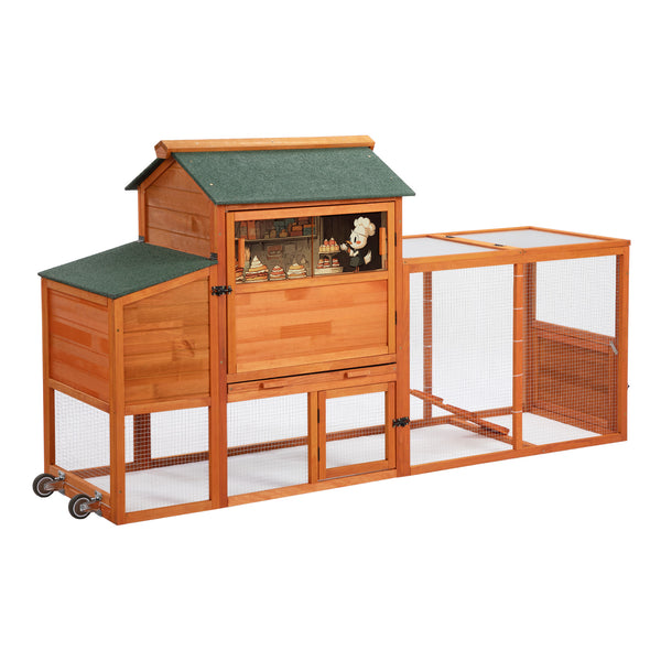 English Elm Portable Pinewood Chicken Coop with Nesting Box Run and Wheels for Backyard Flocks Orange W2181P356215