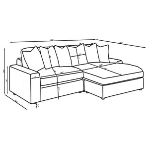English Elm Marcus Fog Modular Reversible Sectional Sofa with Pillows – Terracotta Fog Upholstery, Track Arms, Ottoman Lounge B062S01211