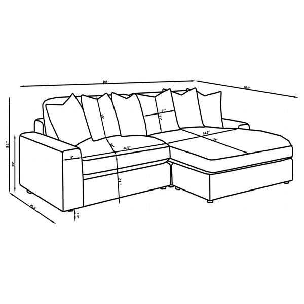 English Elm Marcus Fog Modular Reversible Sectional Sofa with Pillows – Terracotta Fog Upholstery, Track Arms, Ottoman Lounge B062S01211
