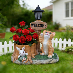 English Elm Cute Feline Resin Planter Statue for Garden Patio Balcony Whimsical Succulent Pot W5398P464245