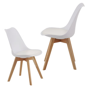 English Elm Set of Four Pu Leather Dining Chairs with Tapered Wood Legs Medieval Modern Style White W3851P457787