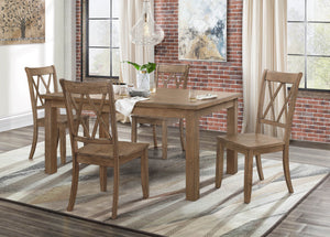 English Elm 5pc Farmhouse Dining Set Pine Veneer Table with Double X Back Chairs for Family Meals B011S01000