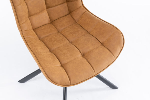 English Elm Mid-Century Modern Swivel Accent Chair Set Of 2 - Stylish, Durable Faux Leather Dining Chairs, Brown T3903P405996