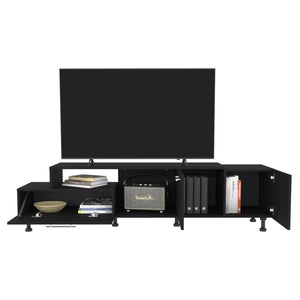 English Elm Athol 69" Two-Tier TV Stand Black – Sleek Engineered Wood Media Console, Cable Management, Fits 75" TVs B070P264146