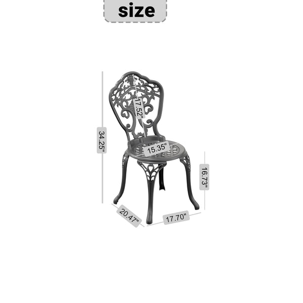 English Elm Cast Aluminum Outdoor Dining Chairs Set of 4 with Carved Petal Geometric Detail W1710S00675