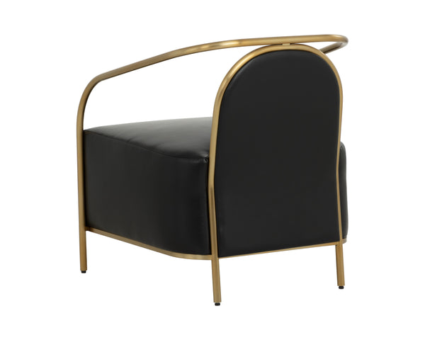 Sunpan Cicero Lounge Chair - Elegant Cantina Black Faux Leather With Sleek Gold Stainless Steel Frame Black Bonded Leather 111330