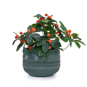 English Elm 3 Pieces Ceramic Flowerpot Set - Handcrafted Antique Navy Blue Planters For Garden, Patio & Home W3273P322001