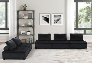 English Elm Aveline Five Piece Modular Sectional Velvet Tufted Low Profile Contemporary Sofa Black B2749S00024