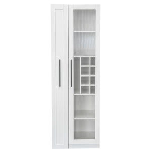 English Elm Kitchen Pantry Cabinet - Versatile Pull-Out Storage Shelf With Glass Doors For Farmhouse Charm & Organization W331S00189