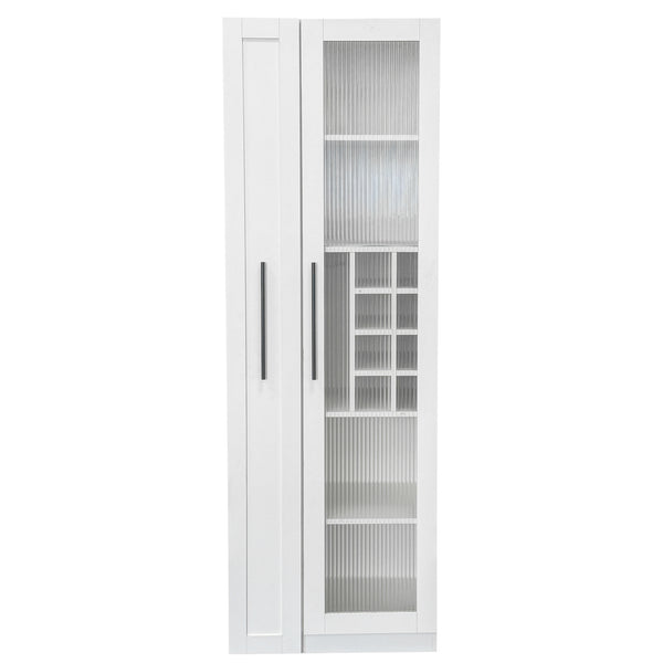 English Elm Kitchen Pantry Cabinet - Versatile Pull-Out Storage Shelf With Glass Doors For Farmhouse Charm & Organization W331S00189